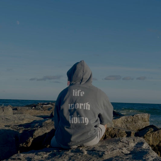 life worth living hoodie - blue